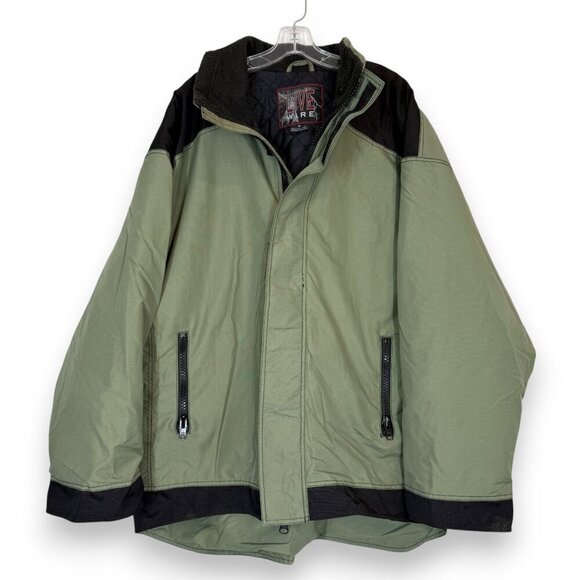 Vintage Other - Vintage Jacket Coat Green Black Full Zip Quilted Lining 80s 90s Live Wire XL